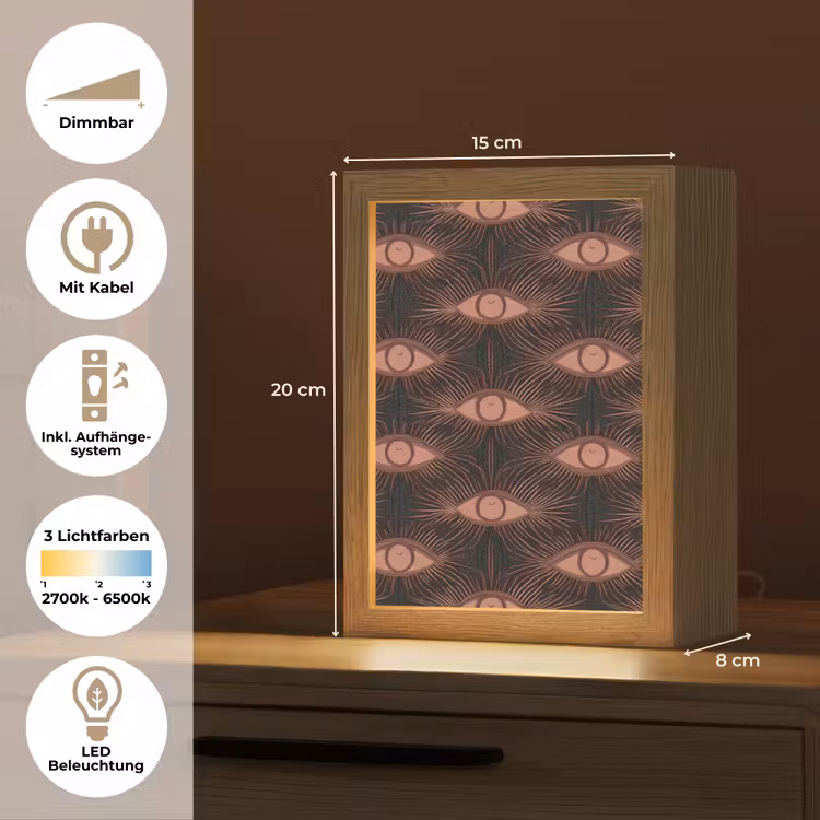 Boheems - Oog - Bruin Light Box met kabel (Tafellamp) klein 925 -USP_DE