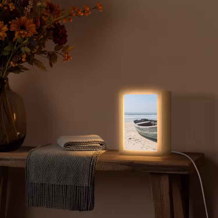 Boot - Zandstrand - Zee Light Box met kabel (Tafellamp) klein -sfeer4