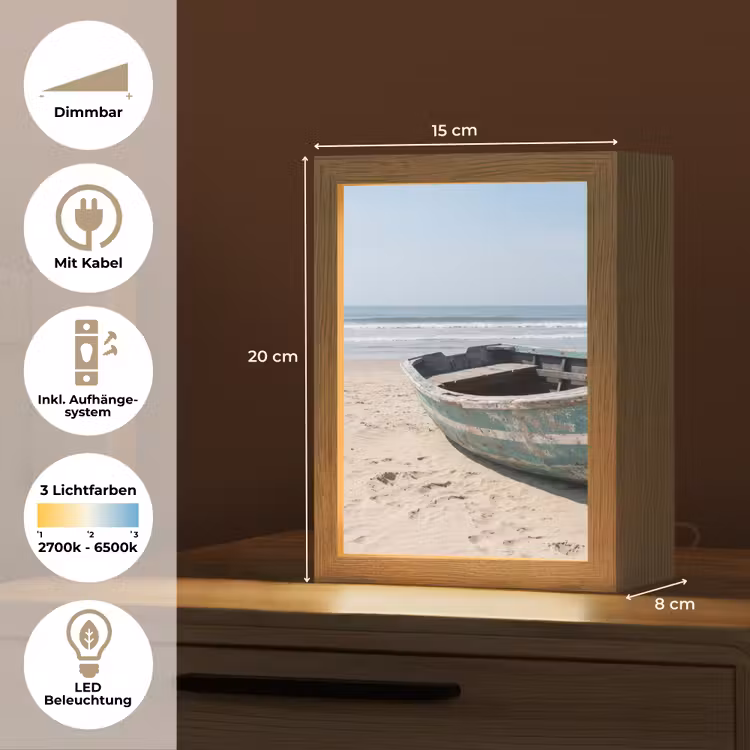 Boot - Zandstrand - Zee Light Box met kabel (Tafellamp) klein -USP_DE