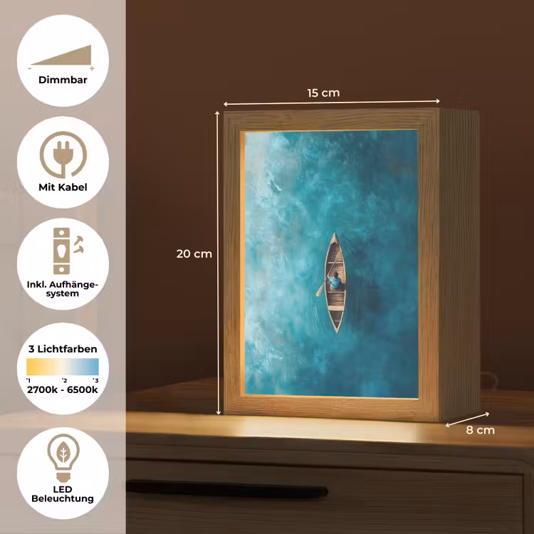 Bootje - Water - Blauw Light Box met kabel (Tafellamp) klein -USP_DE