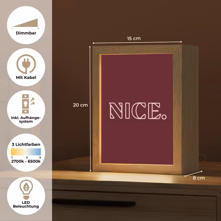 Bordeaux - Nice - minimalistisch Light Box met kabel (Tafellamp) klein -USP_DE
