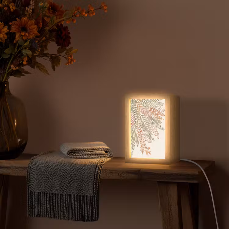 Botanisch - Aquarel - Kleurrijk Light Box met kabel (Tafellamp) klein -sfeer4