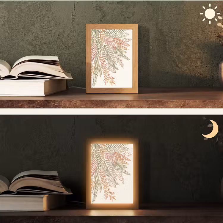 Botanisch - Aquarel - Kleurrijk Light Box met kabel (Tafellamp) klein -sfeer3