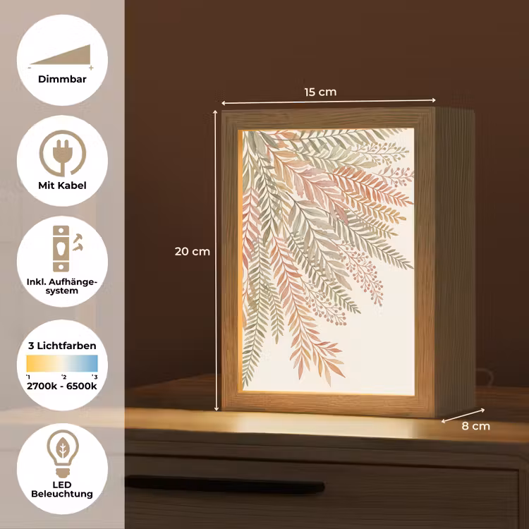 Botanisch - Aquarel - Kleurrijk Light Box met kabel (Tafellamp) klein -USP_DE