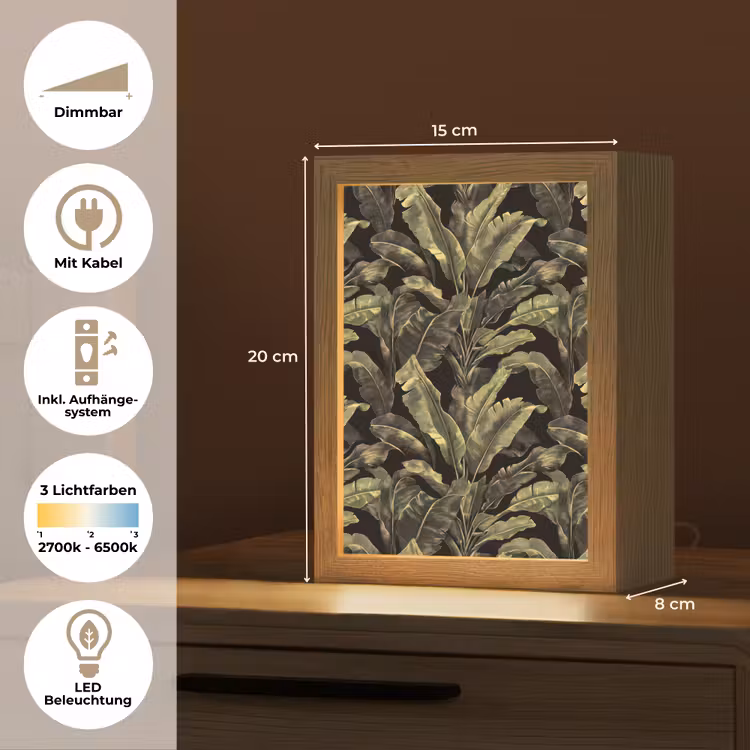 Botanisch - Bladeren - Groen Light Box met kabel (Tafellamp) klein 925 -USP_DE