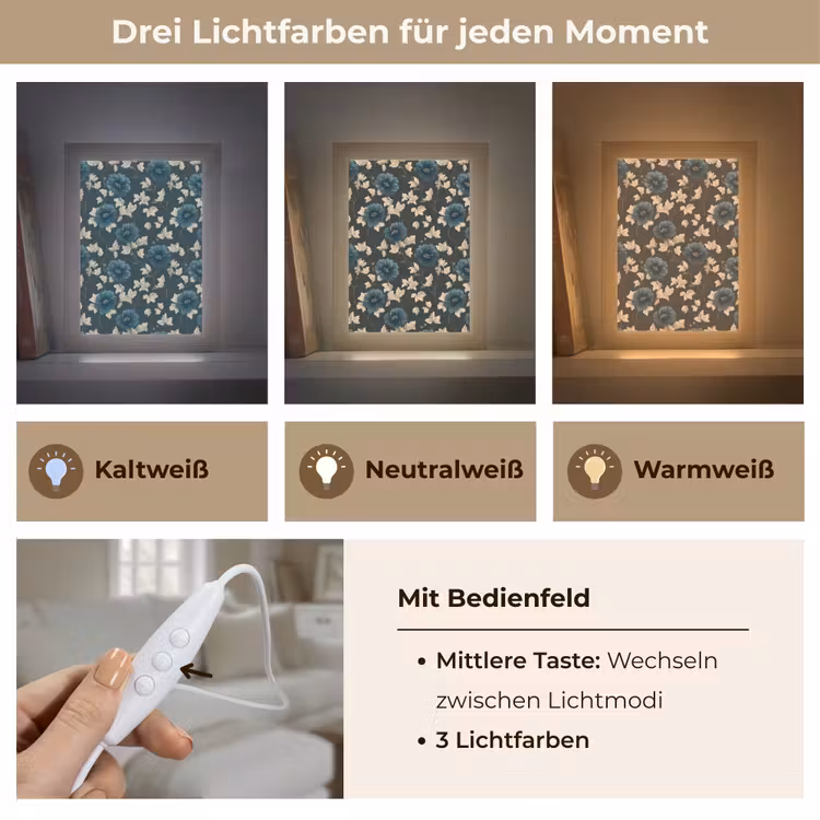 Botanisch - Bloemen - Blauw Light Box met kabel (Tafellamp) klein 925 -USP_lichtkleurDE