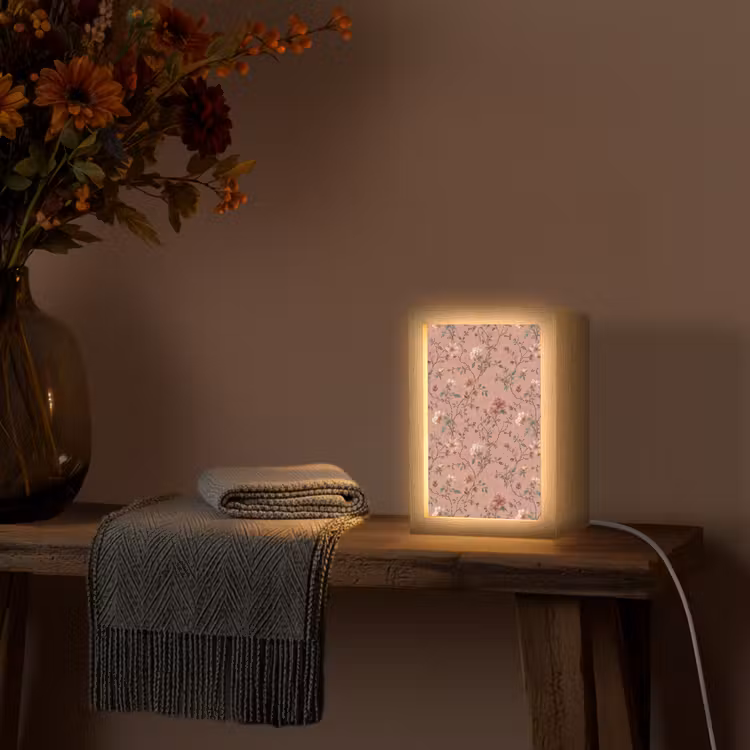 Botanisch - Bloemen - Roze Light Box met kabel (Tafellamp) klein 925 -sfeer4