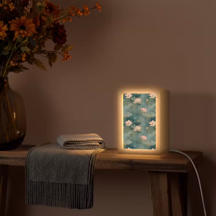 Botanisch - Bloemen - Roze Light Box met kabel (Tafellamp) klein 925 -sfeer4