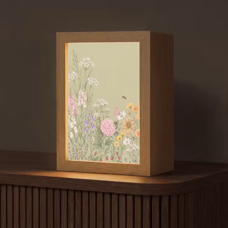 Botanisch - Bloemen - Kleurrijk Light Box met kabel (Tafellamp) klein -z3d_website