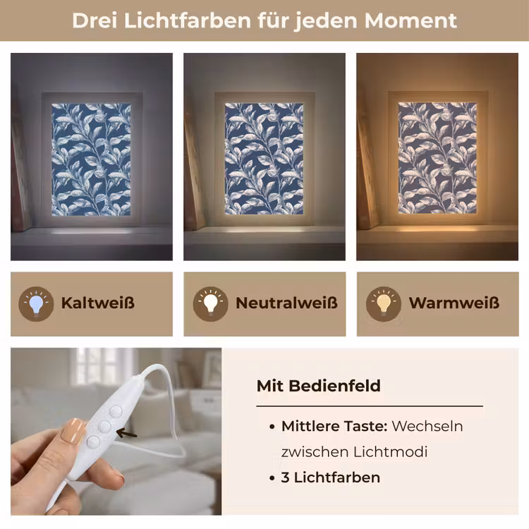 Botanisch - Patroon - Blauw Light Box met kabel (Tafellamp) klein 925 -USP_lichtkleurDE