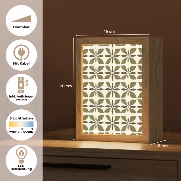 Botanisch - Retro - Groen Light Box met kabel (Tafellamp) klein 925 -USP_DE