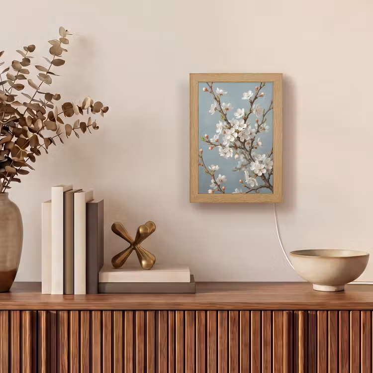 Botanisch - Stilleven - Blauw Light Box met kabel (Tafellamp) klein -sfeer2