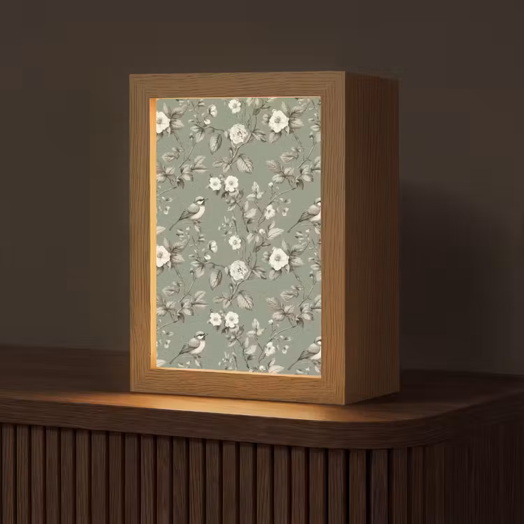 Botanisch - Vogels - Groen Light Box met kabel (Tafellamp) klein 925 -z3d_website