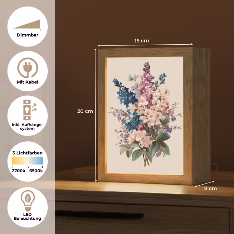 Boeket - Beige - Harmonieus - Subtiel Light Box met kabel (Tafellamp) klein -USP_DE