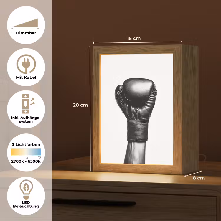 Bokshandschoen - Zwart - Hand Light Box met kabel (Tafellamp) klein -USP_DE
