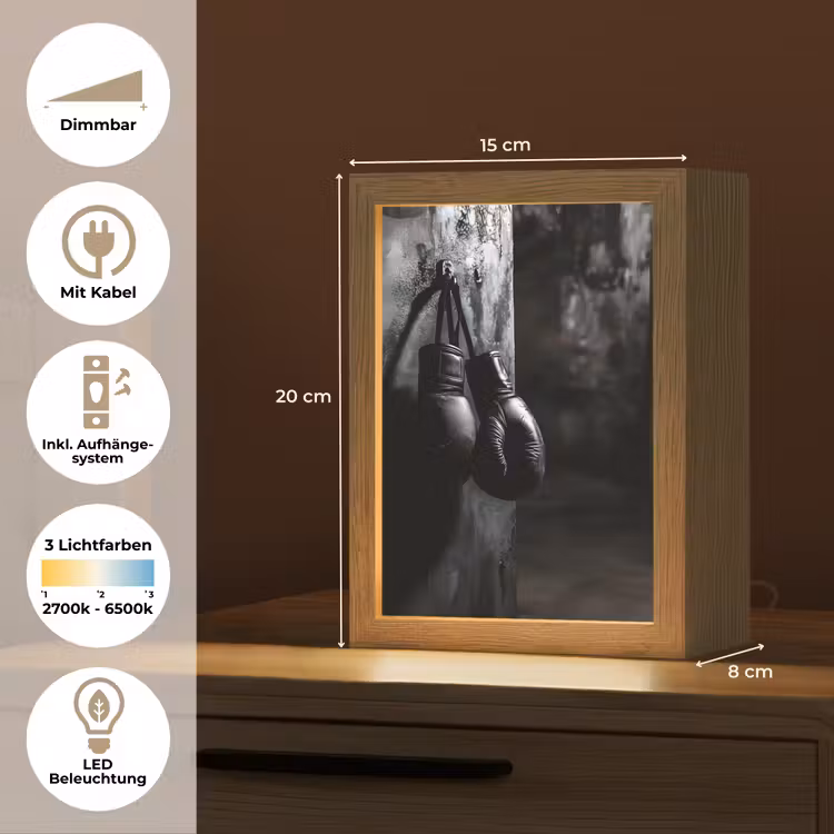 Bokshandschoenen - Muur - Duister - Zwart Light Box met kabel (Tafellamp) klein -USP_DE
