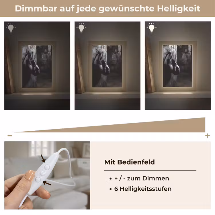 Bokshandschoenen - Muur - Duister - Zwart Light Box met kabel (Tafellamp) klein -USP_dimbaarDE