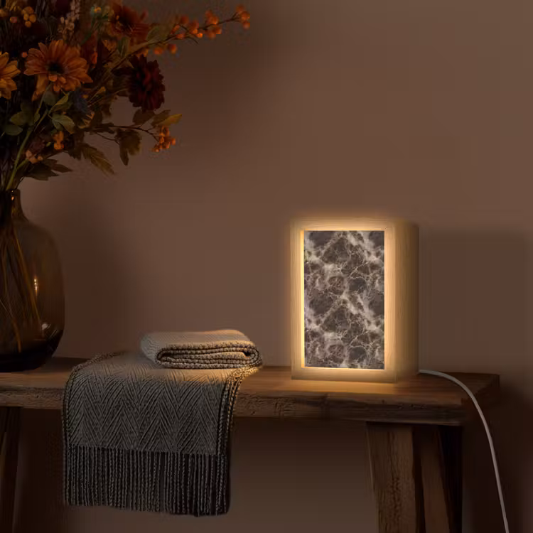 Bruin - Goud - Marmer Light Box met kabel (Tafellamp) klein 925 -sfeer4