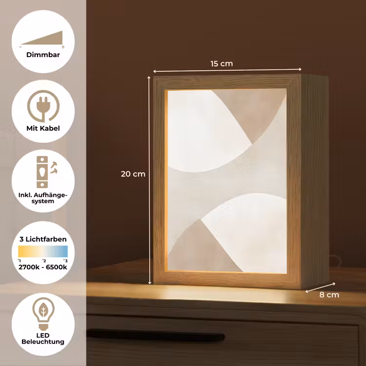 Bruin - Japandi - Abstract Light Box met kabel (Tafellamp) klein -USP_DE