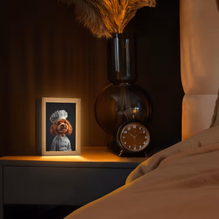 Bruin - Kok - Hondje Light Box met kabel (Tafellamp) klein -sfeer1