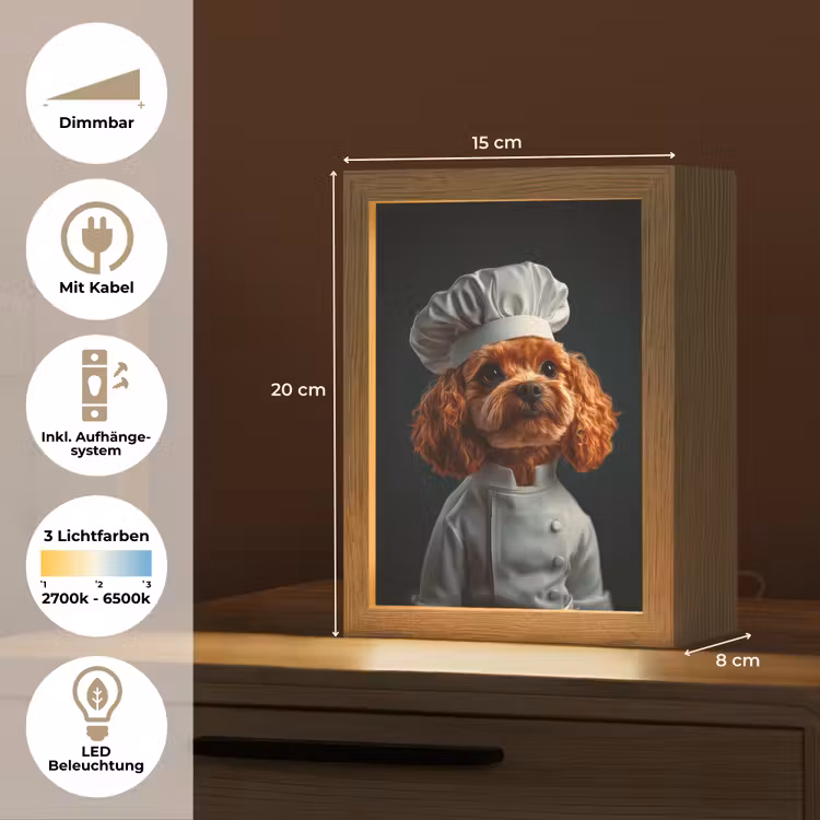 Bruin - Kok - Hondje Light Box met kabel (Tafellamp) klein -USP_DE