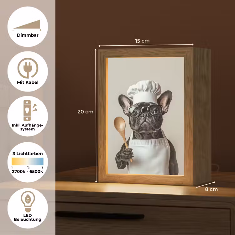 Bril - Hond - Kok Light Box met kabel (Tafellamp) klein -USP_DE