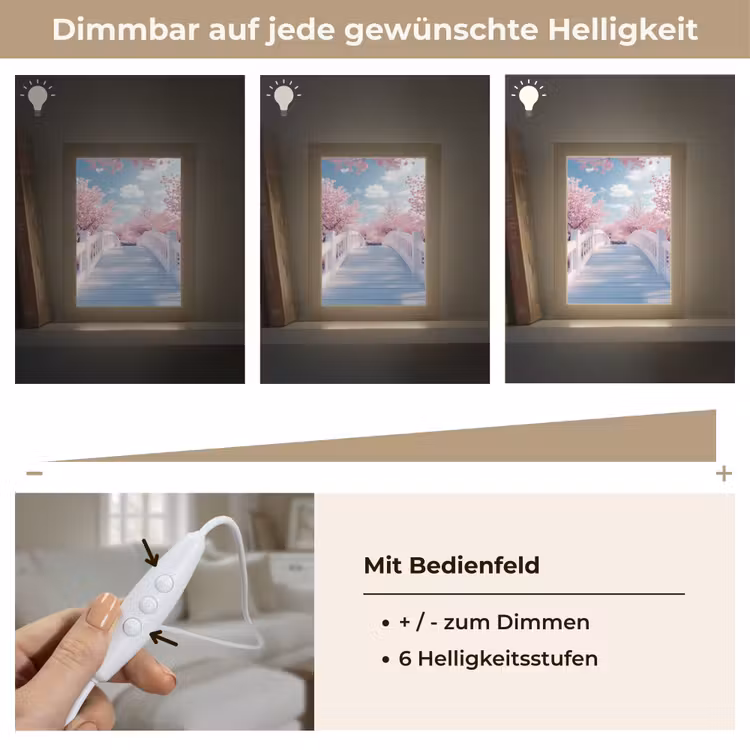 Brug - Kersenbomen - Wit Light Box met kabel (Tafellamp) klein -USP_dimbaarDE
