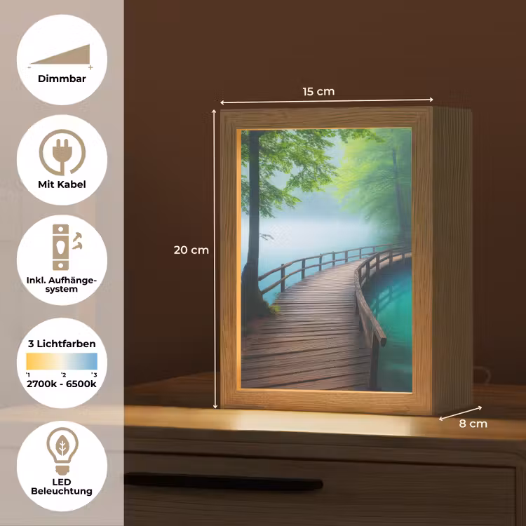 Brug - Water - Rivier - Bos Light Box met kabel (Tafellamp) klein -USP_DE