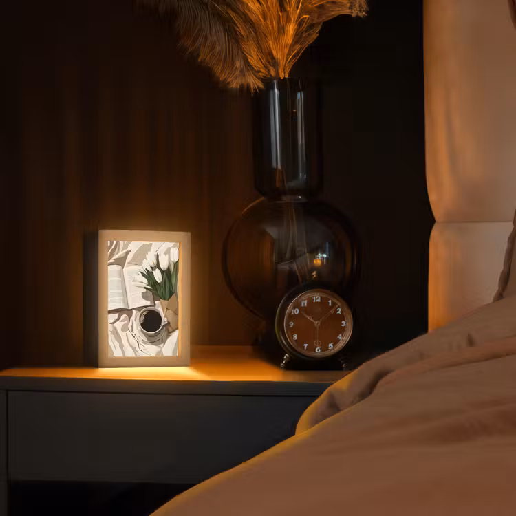 Boek - Illustratie - Tulpen - Koffie Light Box met kabel (Tafellamp) klein -sfeer1