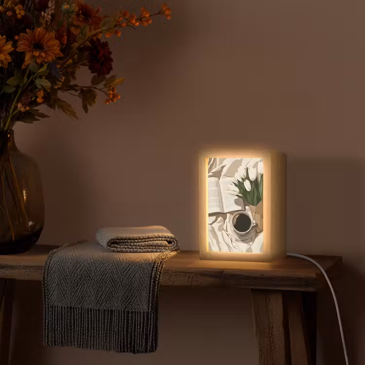 Boek - Illustratie - Tulpen - Koffie Light Box met kabel (Tafellamp) klein -sfeer4