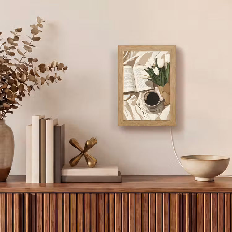 Boek - Illustratie - Tulpen - Koffie Light Box met kabel (Tafellamp) klein -sfeer2