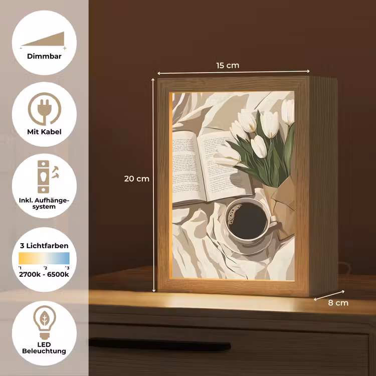 Boek - Illustratie - Tulpen - Koffie Light Box met kabel (Tafellamp) klein -USP_DE