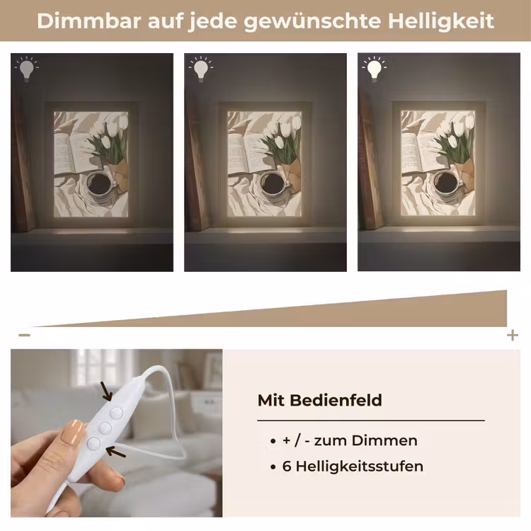Boek - Illustratie - Tulpen - Koffie Light Box met kabel (Tafellamp) klein -USP_dimbaarDE