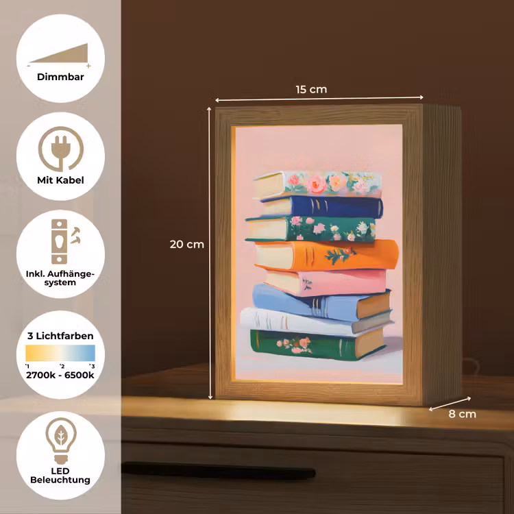 Boeken - Stapel - Kleurrijk Light Box met kabel (Tafellamp) klein -USP_DE