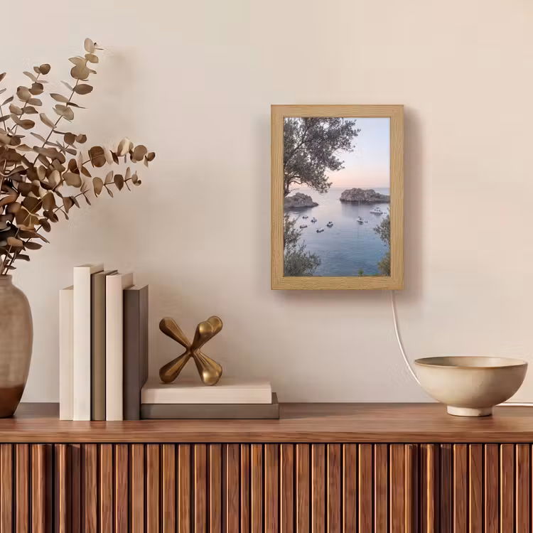 Tischlampe - Bucht – Boote – Sonnenuntergang - Baai - boten - zonsondergang Light Box met kabel (Tafellamp) klein