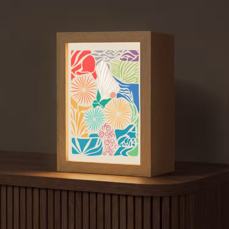 Kleurrijk - Abstract - Bloemen - Patronen Light Box met kabel (Tafellamp) klein -z3d_website