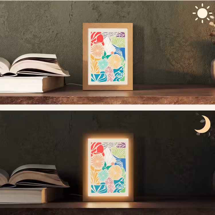 Kleurrijk - Abstract - Bloemen - Patronen Light Box met kabel (Tafellamp) klein -sfeer3