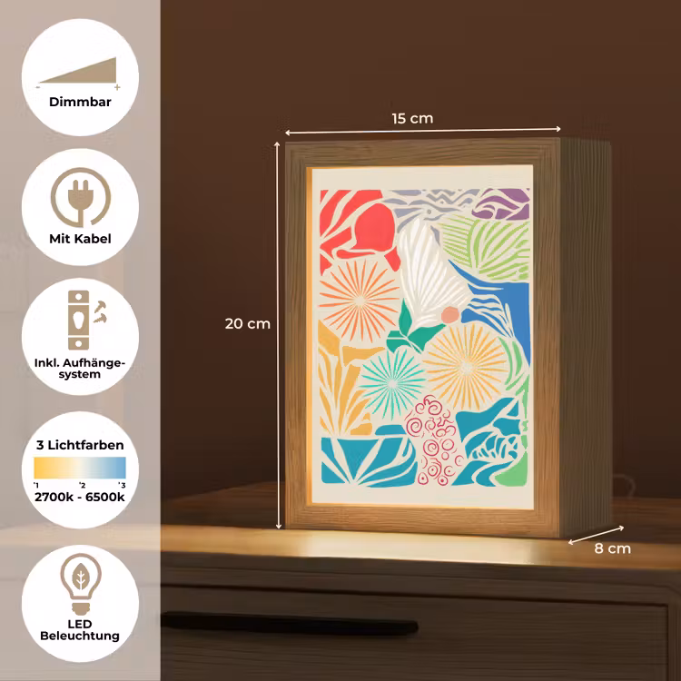 Kleurrijk - Abstract - Bloemen - Patronen Light Box met kabel (Tafellamp) klein -USP_DE