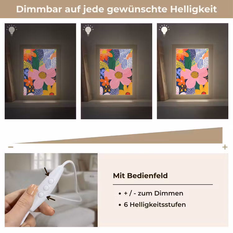 Kleurrijk - Bloemen - Abstract - Stippen Light Box met kabel (Tafellamp) klein -USP_dimbaarDE
