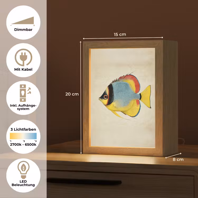 Kleurrijk - Vis - Schubben - Illustratie Light Box met kabel (Tafellamp) klein -USP_DE