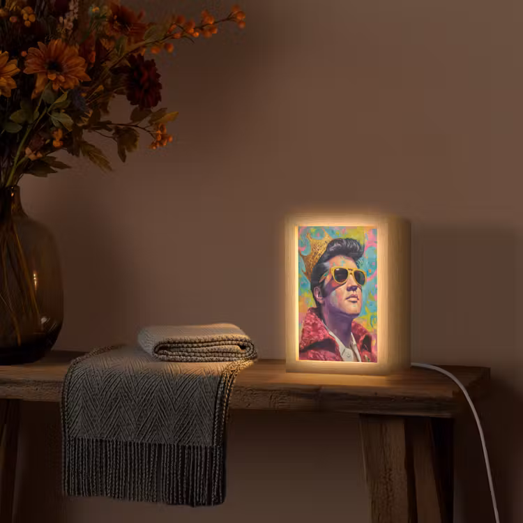 Kleurrijk portret - Kroon - Sterren Light Box met kabel (Tafellamp) klein -sfeer4