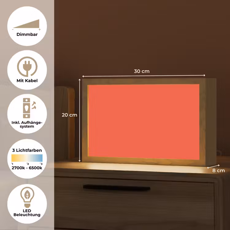 Burnt - Coral - Oranje Light Box met kabel (Tafellamp) klein 924 -USP_DE