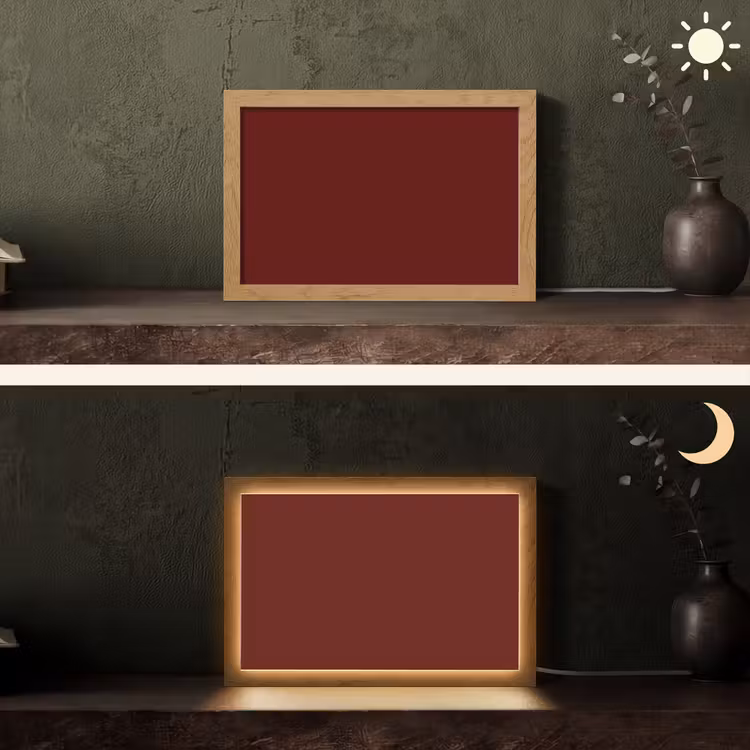 Burnt - Mahogany - Rood Light Box met kabel (Tafellamp) klein 924 -sfeer3