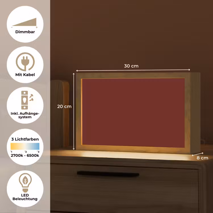 Burnt - Mahogany - Rood Light Box met kabel (Tafellamp) klein 924 -USP_DE