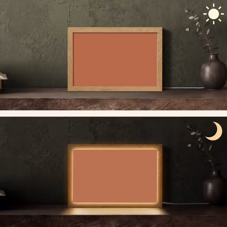 Burnt - Sienna - Oranje Light Box met kabel (Tafellamp) klein 924 -sfeer3