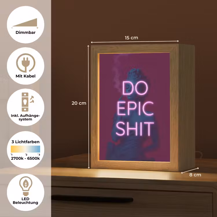 Buste - Neon - LED - Letters Light Box met kabel (Tafellamp) klein -USP_DE