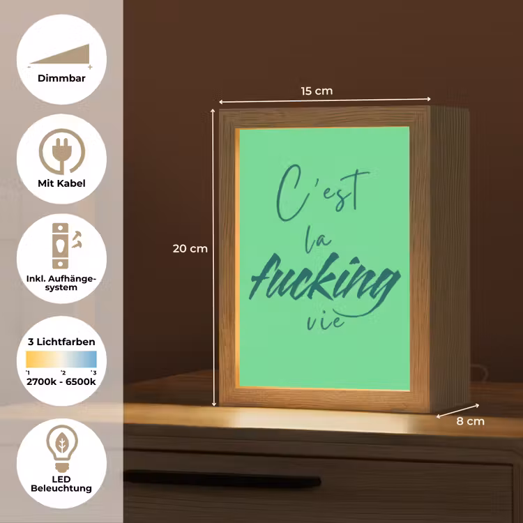 c'est la fucking vie - Groen - Penseelstijl Light Box met kabel (Tafellamp) klein -USP_DE
