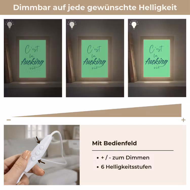 c'est la fucking vie - Groen - Penseelstijl Light Box met kabel (Tafellamp) klein -USP_dimbaarDE