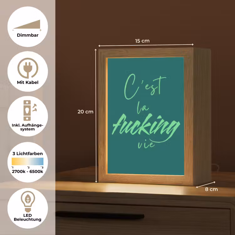 c'est la fucking vie - Groen - Handgeschreven Light Box met kabel (Tafellamp) klein -USP_DE