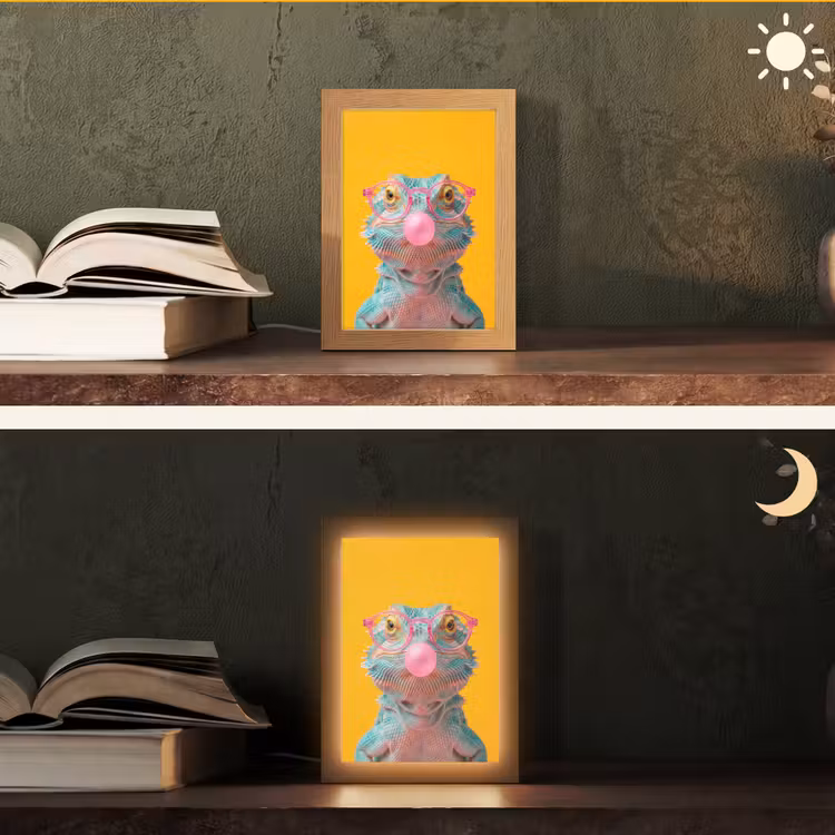 Kameleon - Kauwgom - Kleurrijk Light Box met kabel (Tafellamp) klein -sfeer3
